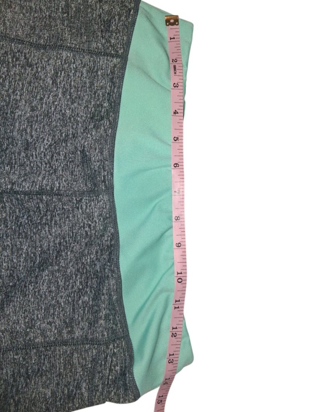 Women's Gray Heather Athletic Compression Booty Shorts Mint Waistband Size Large - Picture 6 of 6